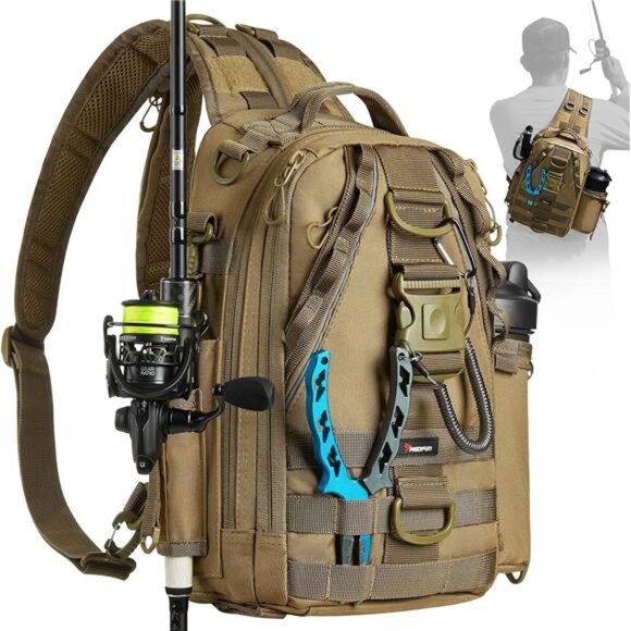 Fishing Tackle Backpack with Rod & Gear Holder, Lightweight Outdoor